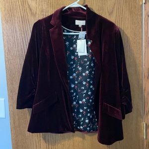 Maroon velvet blazer